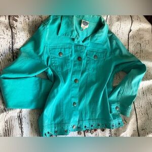 Vintage Rare DG2 by Diane Gilman Blue Blazer Style Jacket Bright Blue w/ Charms